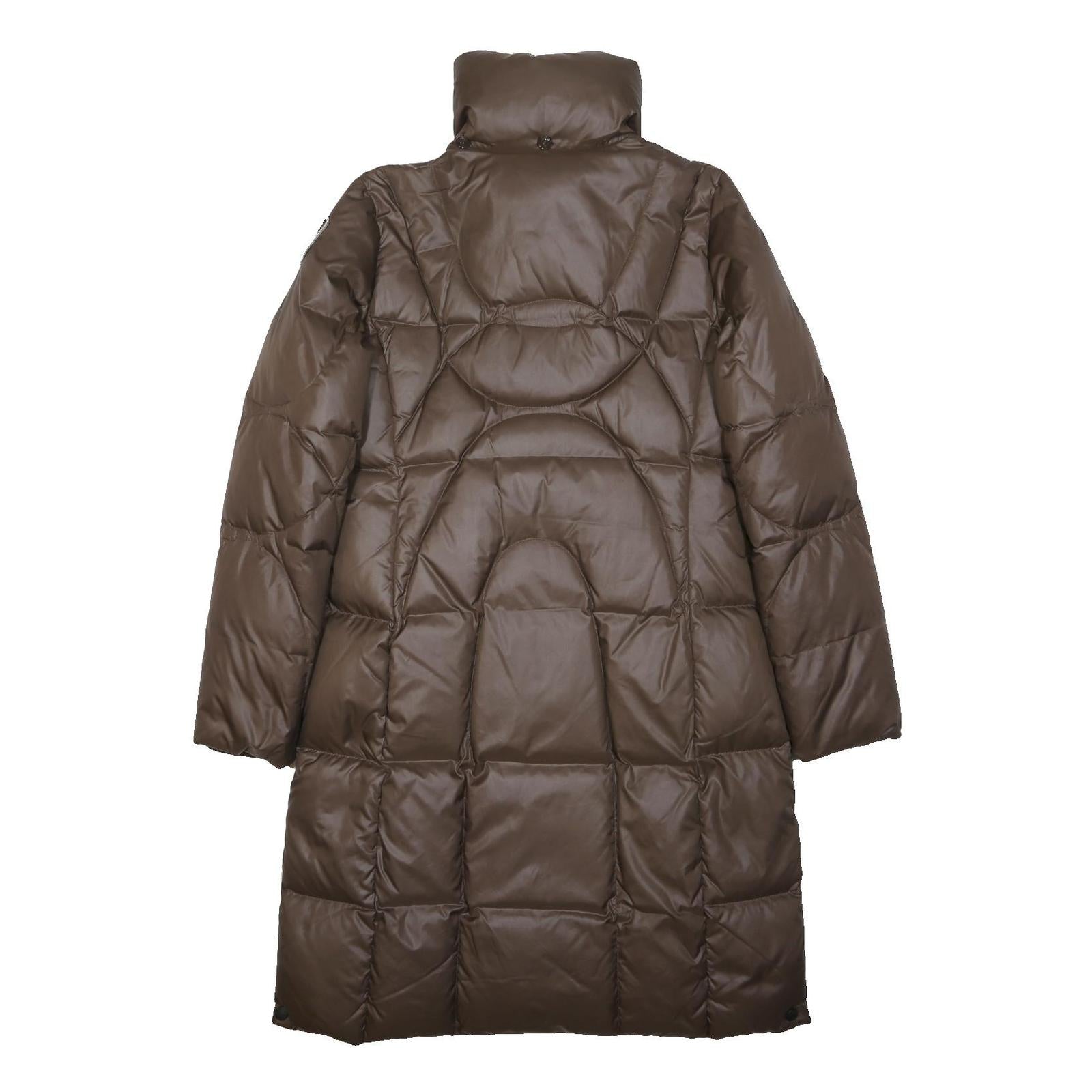 EDDIE BAUER Womens Brown Puffer Coat L Nylon Woven Plain Zip Relaxed Fit Winter