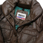 EDDIE BAUER Womens Brown Puffer Coat L Nylon Woven Plain Zip Relaxed Fit Winter