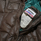EDDIE BAUER Womens Brown Puffer Coat L Nylon Woven Plain Zip Relaxed Fit Winter