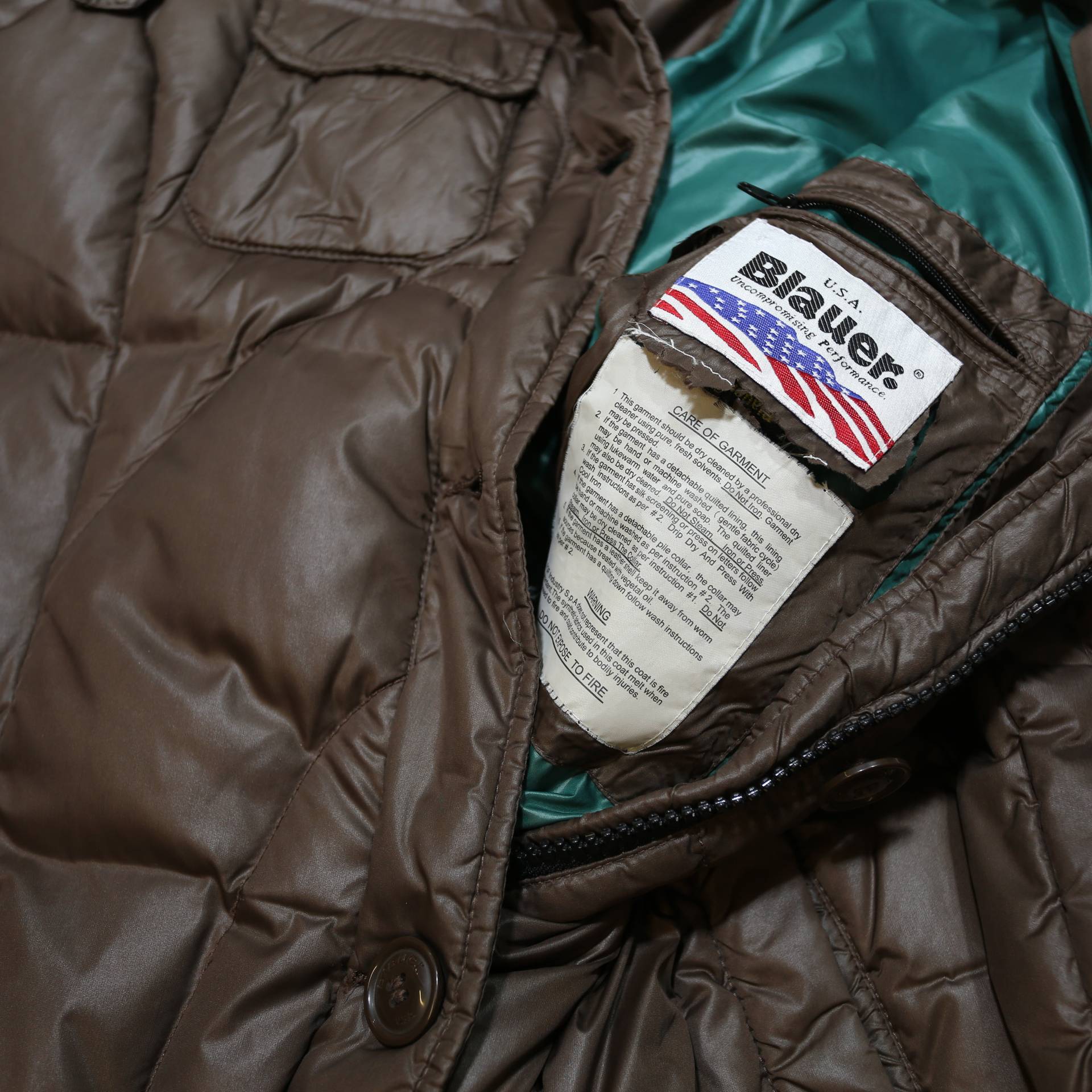 EDDIE BAUER Womens Brown Puffer Coat L Nylon Woven Plain Zip Relaxed Fit Winter