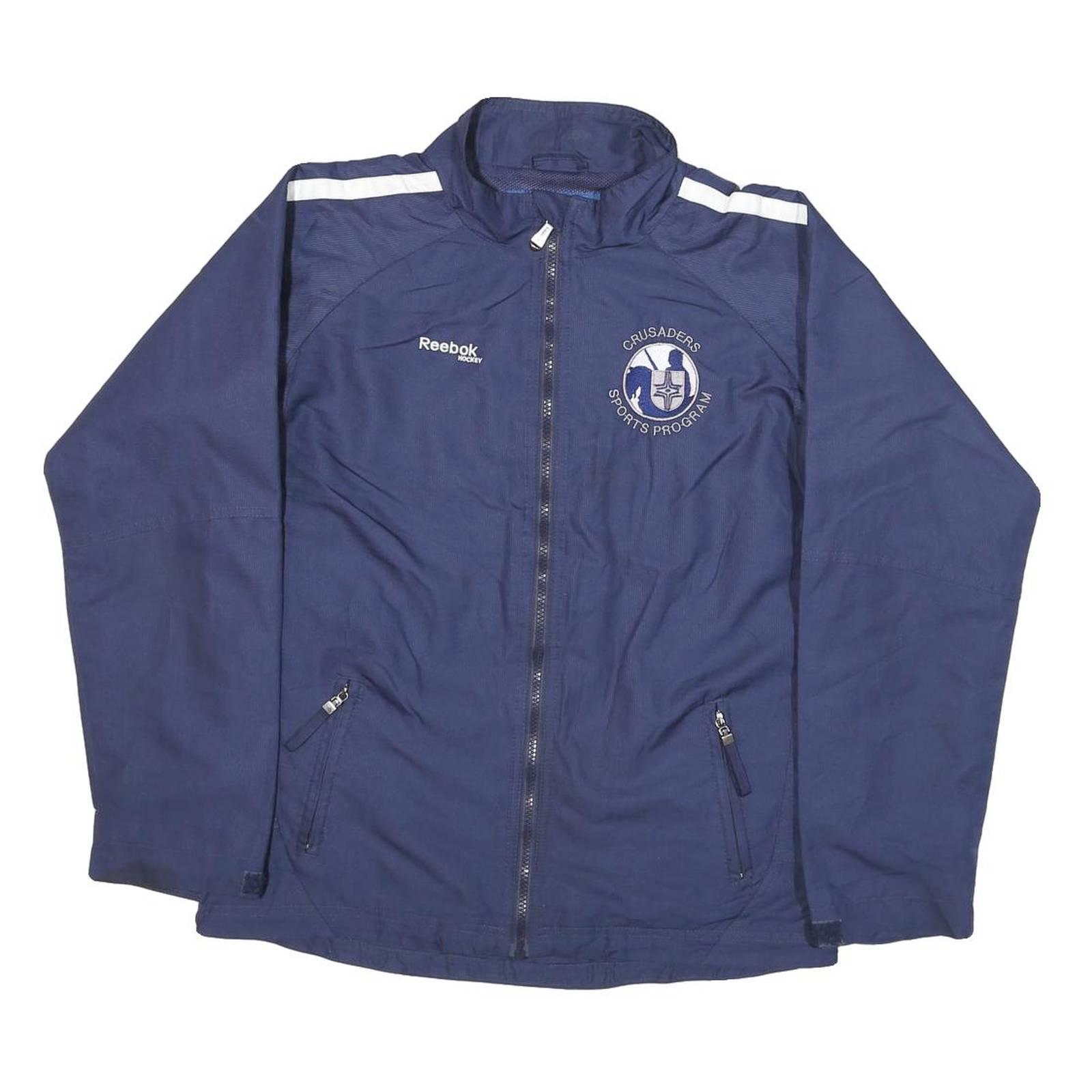 REEBOK Mens Blue & White Crusaders Sports Program Track Jacket XL Polyester