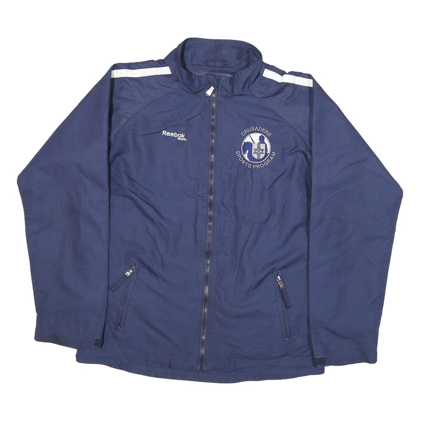REEBOK Mens Blue & White Crusaders Sports Program Track Jacket XL Polyester