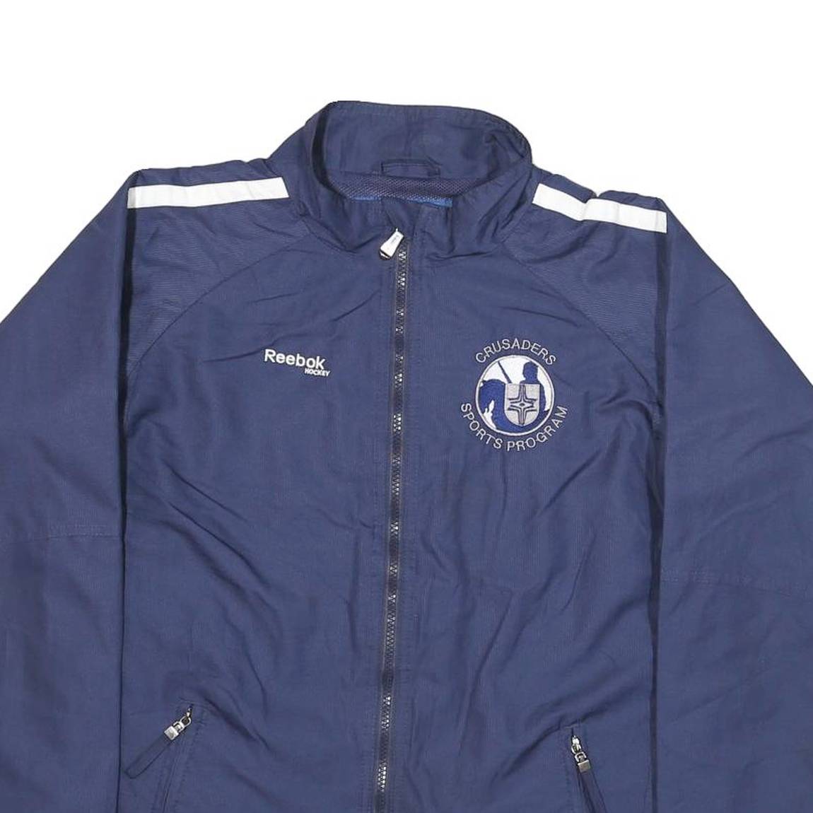 REEBOK Mens Blue & White Crusaders Sports Program Track Jacket XL Polyester