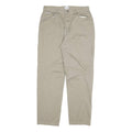 CALVIN KLEIN Womens Relaxed Beige Cotton Blend Zip Trousers W32 L30 Casual Wear
