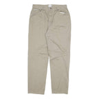 CALVIN KLEIN Womens Relaxed Beige Cotton Blend Zip Trousers W32 L30 Casual Wear