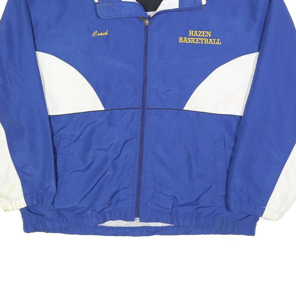 RUSSELL ATHLETIC Mens Blue & White Basketball Coach Zip Nylon Jacket L
