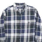 CHAPS Mens Blue & Grey Cotton Blend Check Shirt XL Casual Long Sleeve Button