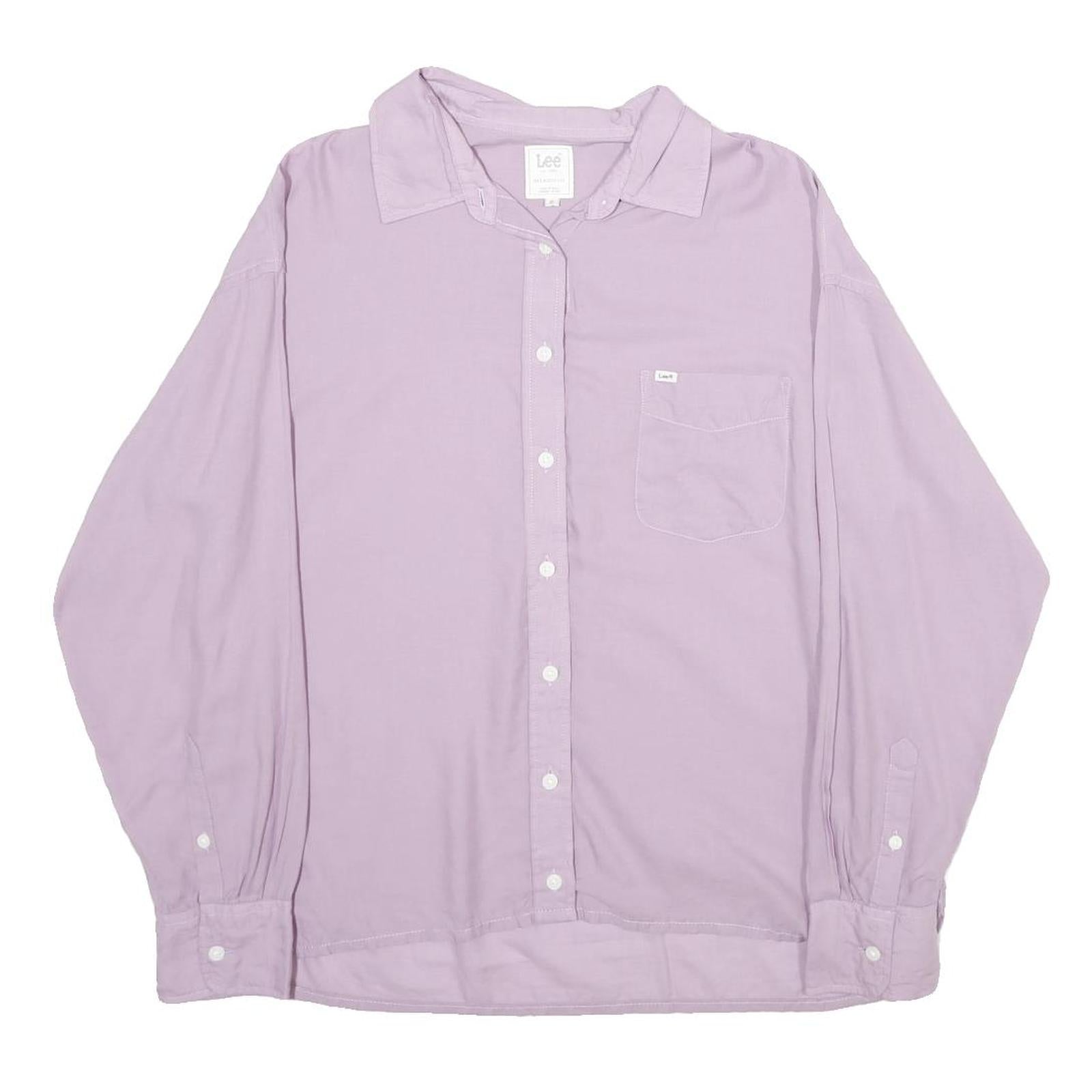 LEE Womens Lilac Plain Shirt XS Lightweight Casual Long Sleeve Button Pocket