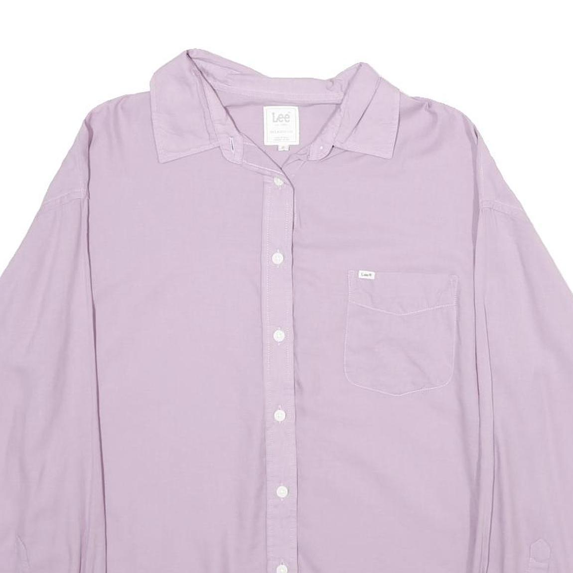 LEE Womens Lilac Plain Shirt XS Lightweight Casual Long Sleeve Button Pocket