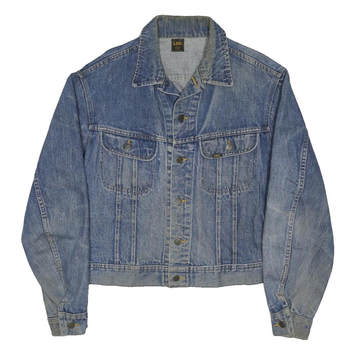 LEE Womens Blue Denim Jacket L Cotton Blend Button Closure Classic Fit Vintage