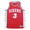 NIKE Mens Red & White Sixers Basketball Jersey L Sleeveless Crew Neck Number 3