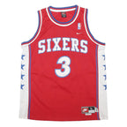 NIKE Mens Red & White Sixers Basketball Jersey L Sleeveless Crew Neck Number 3