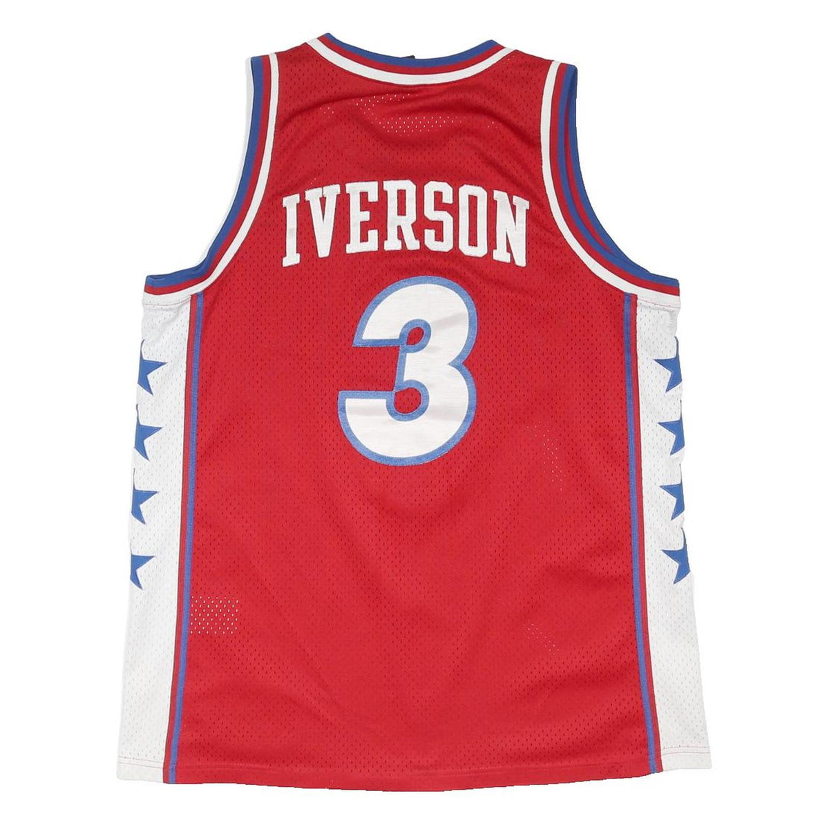 NIKE Mens Red & White Sixers Basketball Jersey L Sleeveless Crew Neck Number 3