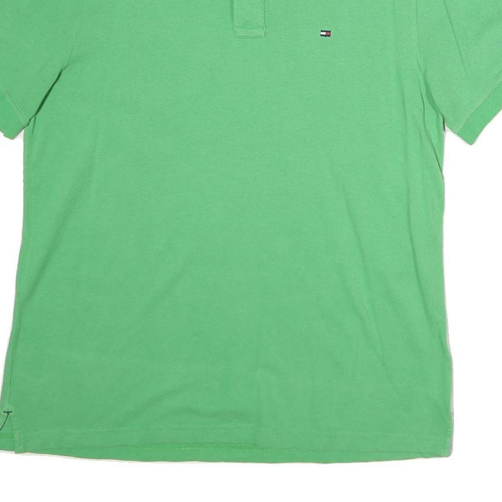 TOMMY HILFIGER Mens Green Polo Shirt L Cotton Short Sleeve Plain Classic