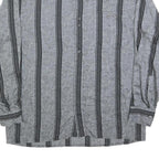 Mens Black & Grey Striped Long Sleeve Shirt M Polyester Blend Casual