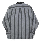 Mens Black & Grey Striped Long Sleeve Shirt M Polyester Blend Casual