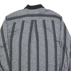 Mens Black & Grey Striped Long Sleeve Shirt M Polyester Blend Casual