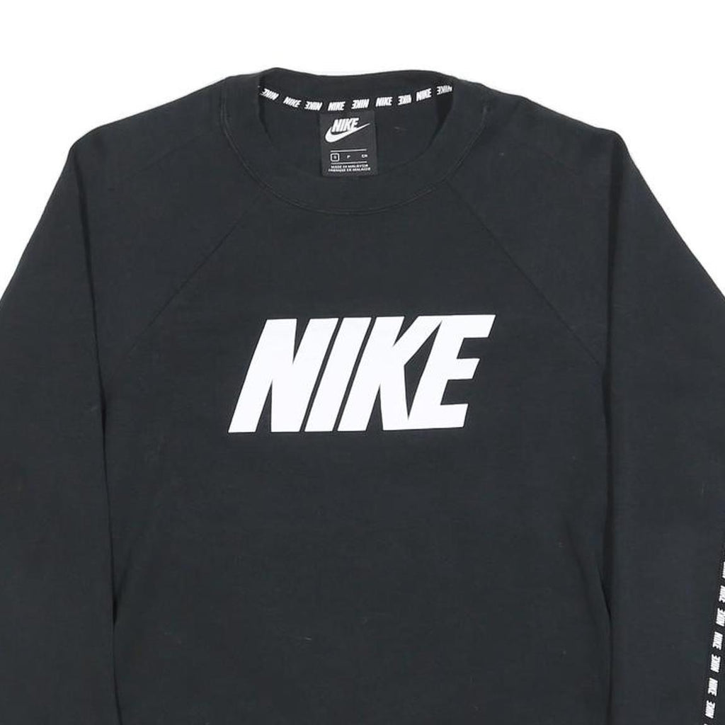 NIKE Mens Black Sweatshirt Crew Neck S Logo Graphic Athletic Casual Pullover