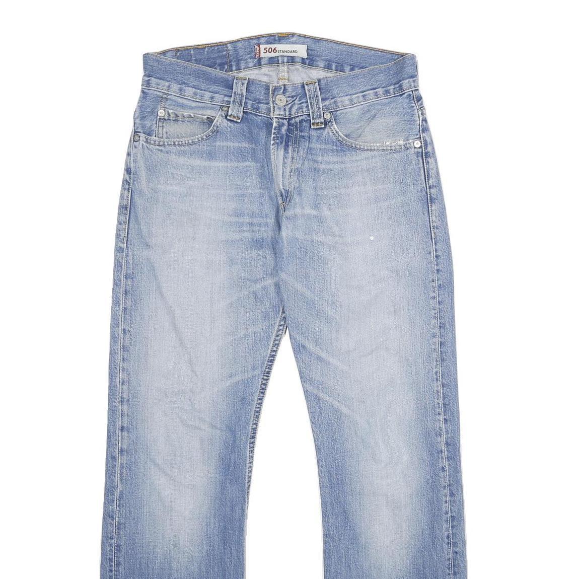 LEVI'S 506 Mens Jeans Blue Regular Straight Denim Medium W30 L34 Classic Fit