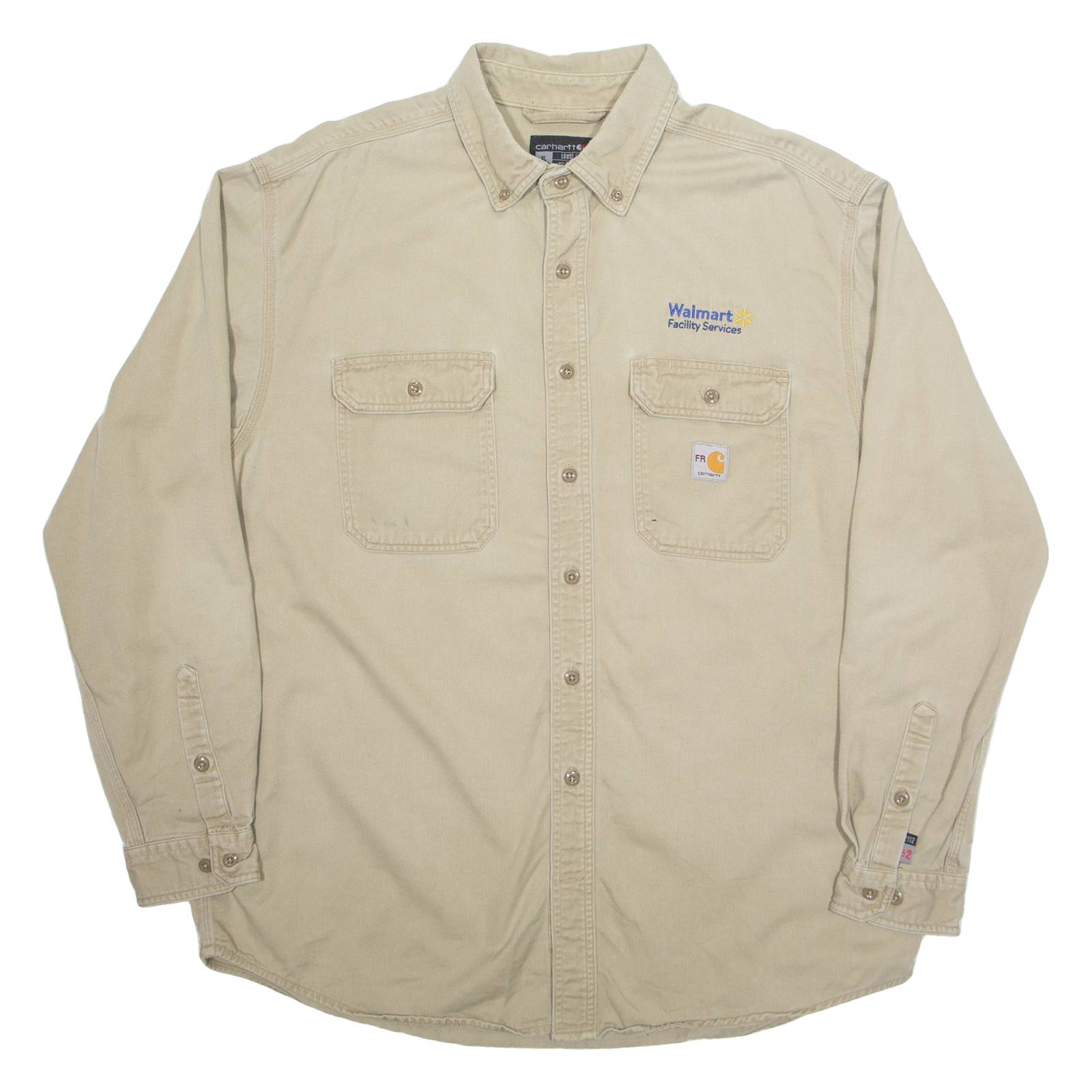 CARHARTT Walmart Mens Worker Shirt Beige Long Sleeve XL