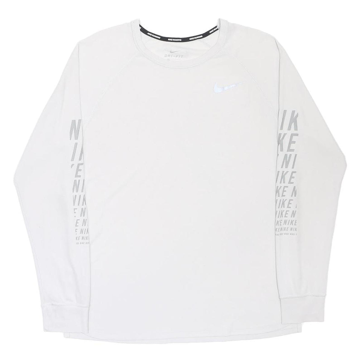 NIKE Mens White Long Sleeve Crew Neck Cotton Blend T-Shirt L