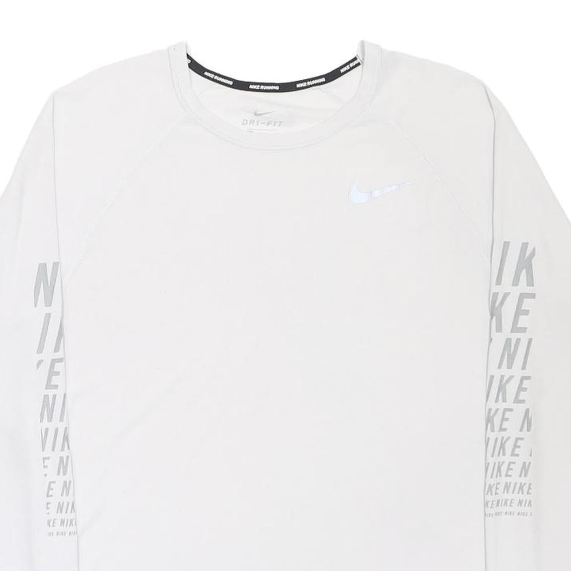 NIKE Mens White Long Sleeve Crew Neck Cotton Blend T-Shirt L