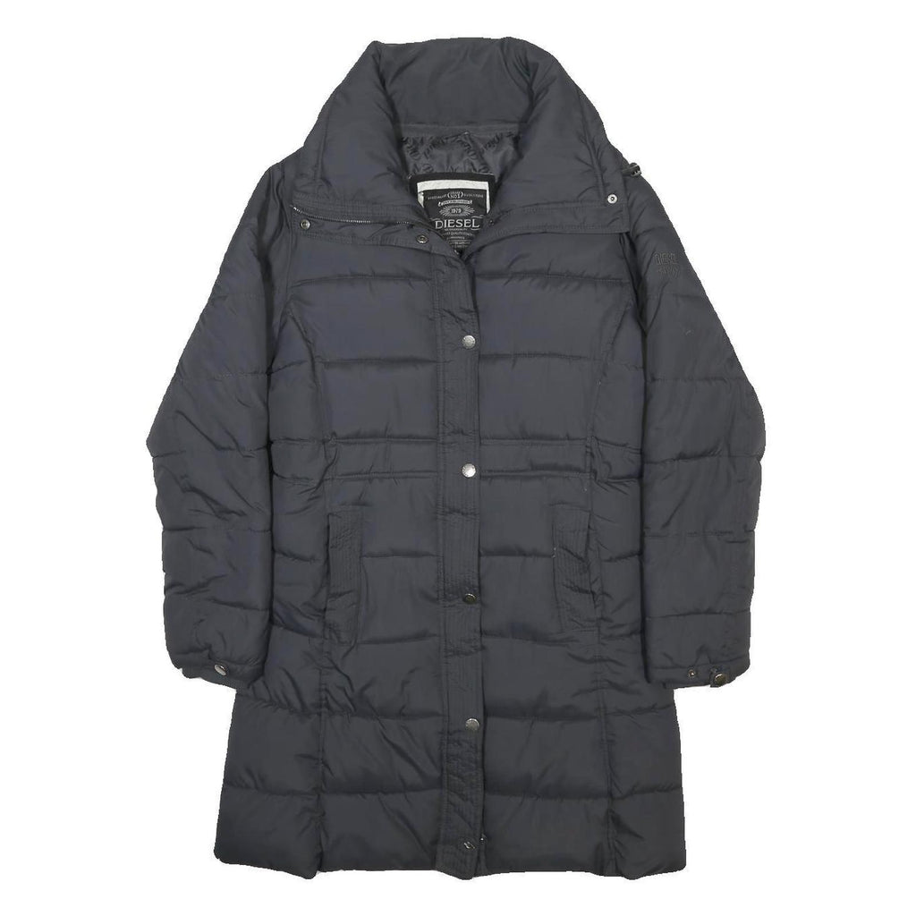 DIESEL Womens Black Jacket L Polyester Puffer Zip Fastening Stylish Warm
