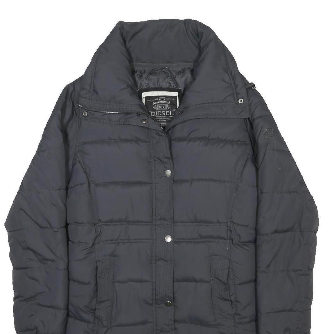 DIESEL Womens Black Jacket L Polyester Puffer Zip Fastening Stylish Warm