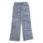 QIAN SE LONG Womens Relaxed Blue Denim Light Jeans W24 L28 Patchwork Zip