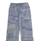 QIAN SE LONG Womens Relaxed Blue Denim Light Jeans W24 L28 Patchwork Zip