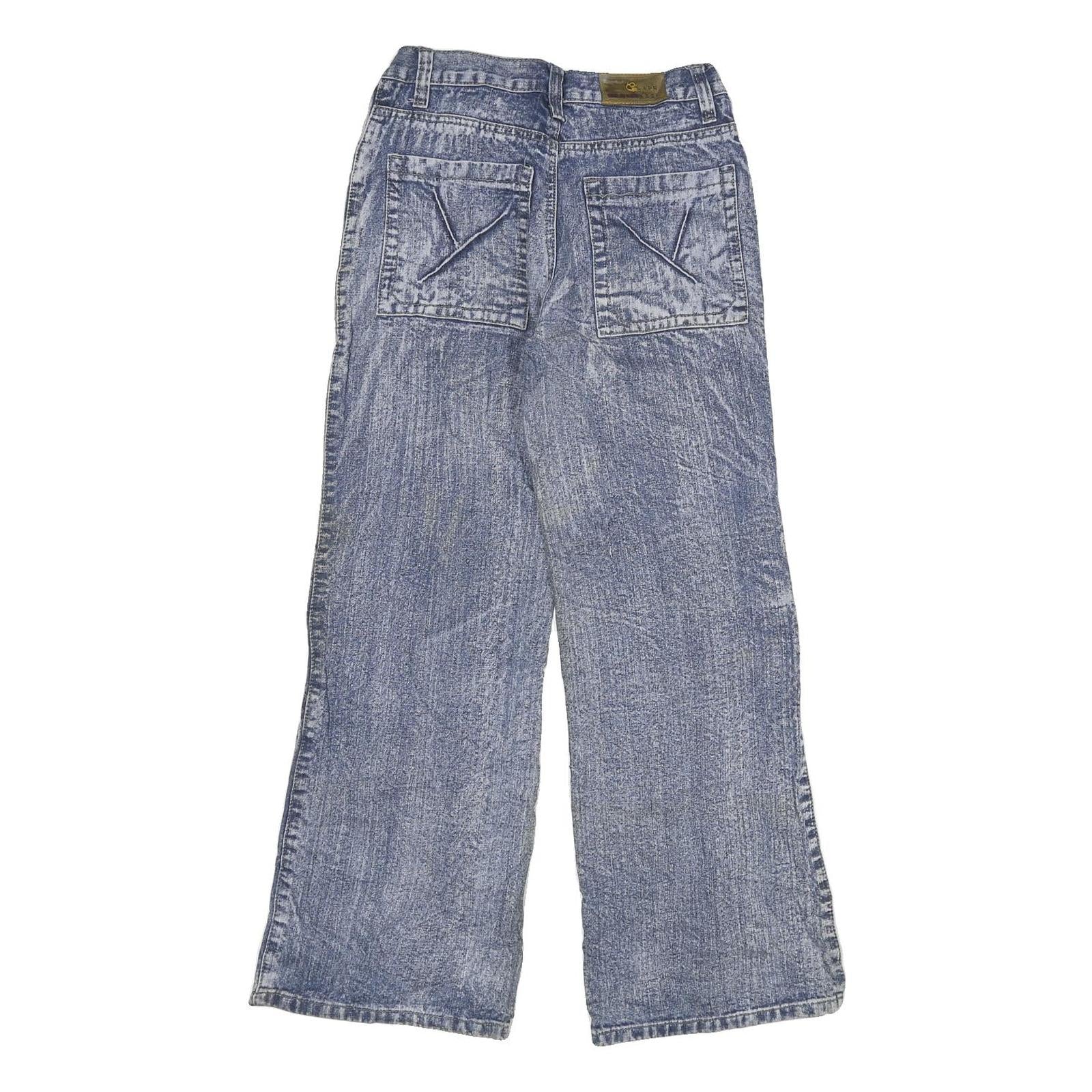 QIAN SE LONG Womens Relaxed Blue Denim Light Jeans W24 L28 Patchwork Zip