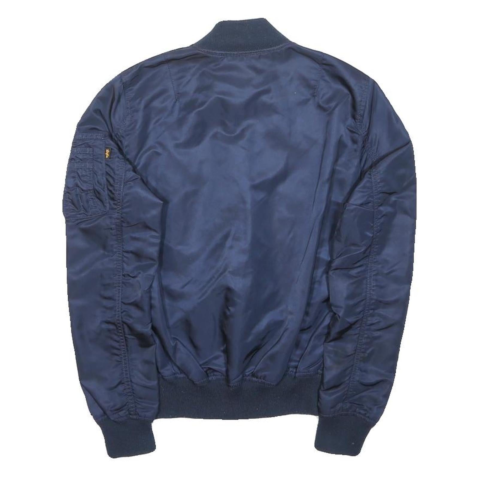 ALPHA INDUSTRIES Womens Navy Blue Bomber Jacket S Nylon Plain Zip Pockets