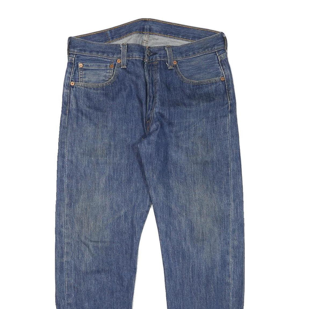LEVI'S 501 Mens Jeans Blue Regular Straight Denim Medium W32 L28 Classic Button