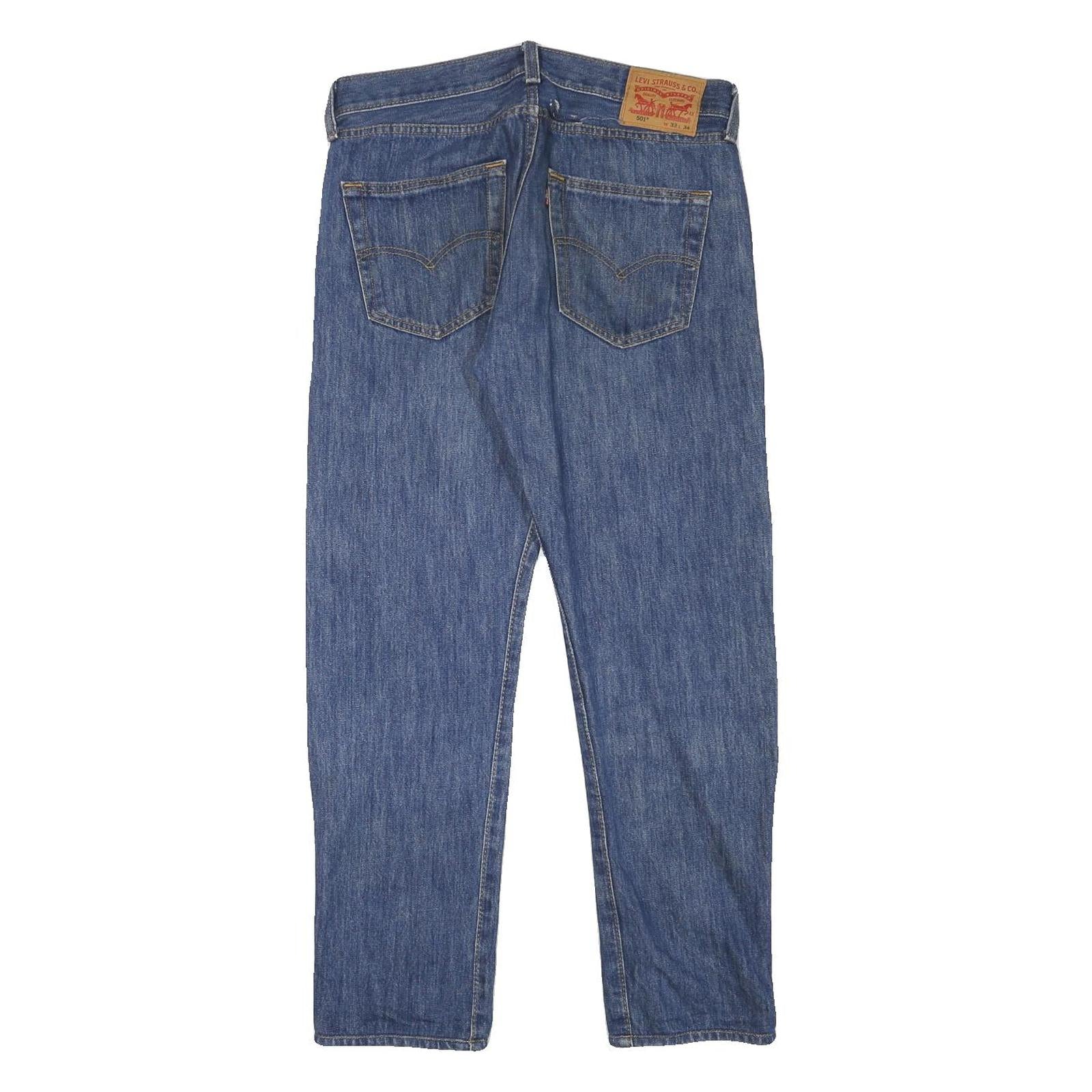 LEVI'S 501 Mens Jeans Blue Regular Straight Denim Medium W32 L28 Classic Button