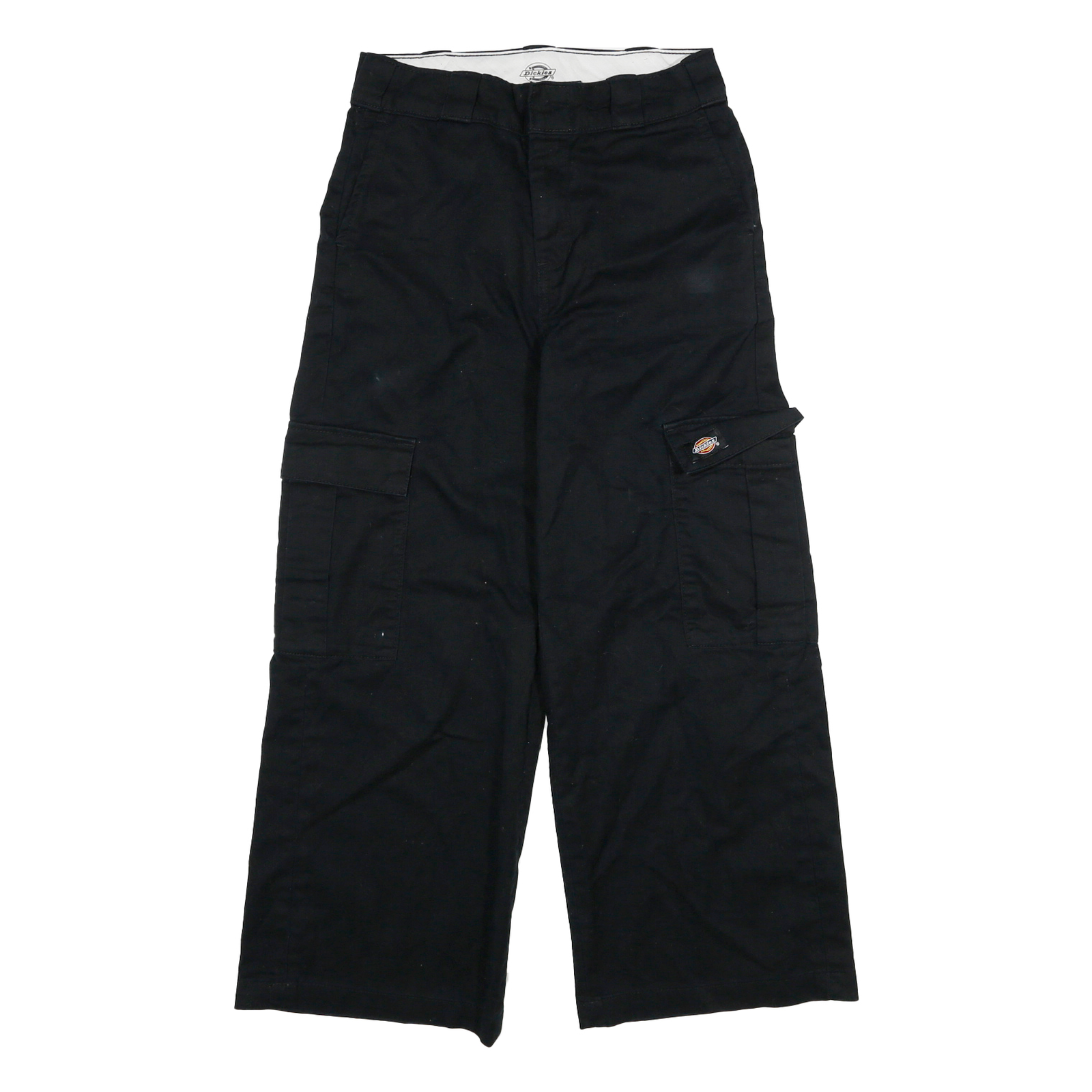 DICKIES Womens Black Relaxed Wide-Leg Trousers W26 L29 Cotton Blend Cargo