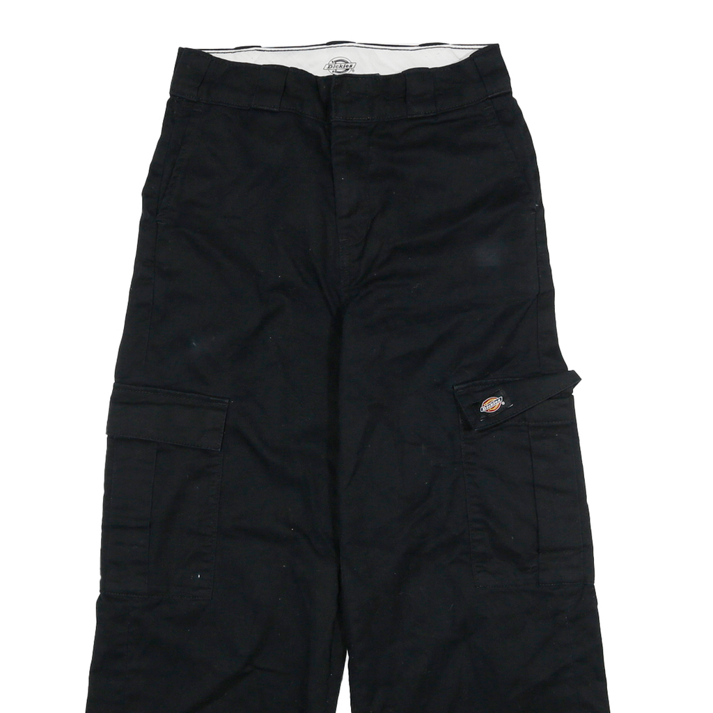 DICKIES Womens Black Relaxed Wide-Leg Trousers W26 L29 Cotton Blend Cargo