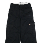 DICKIES Womens Black Relaxed Wide-Leg Trousers W26 L29 Cotton Blend Cargo