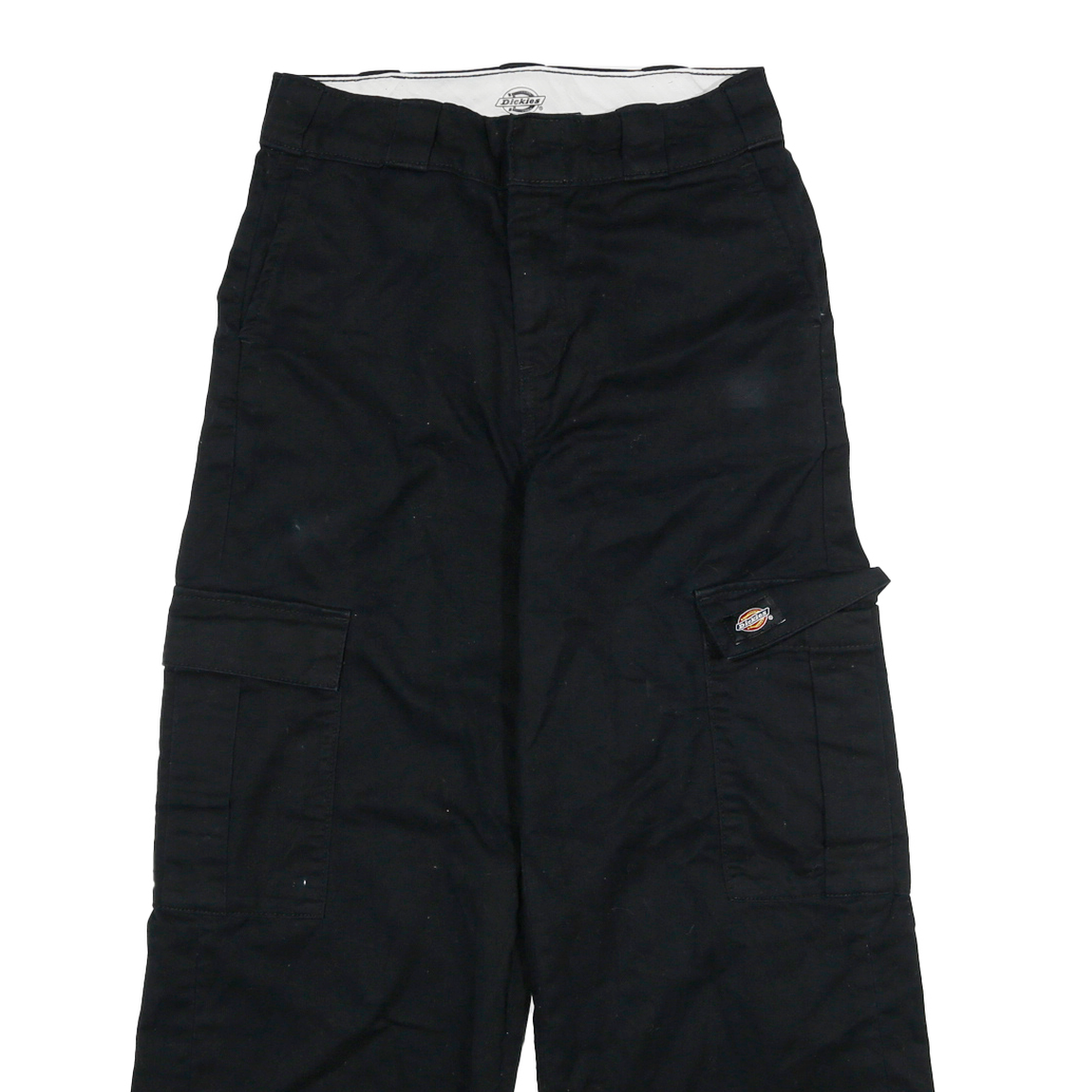 DICKIES Womens Black Relaxed Wide-Leg Trousers W26 L29 Cotton Blend Cargo