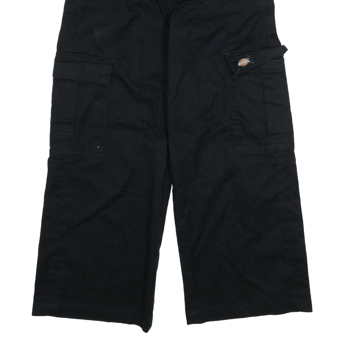 DICKIES Womens Black Relaxed Wide-Leg Trousers W26 L29 Cotton Blend Cargo