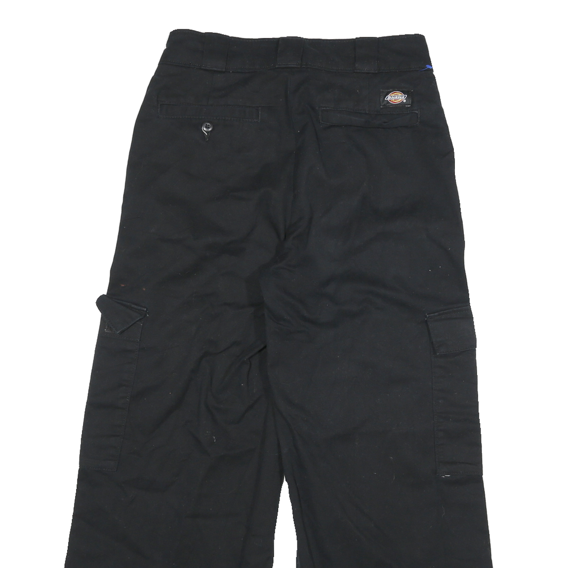 DICKIES Womens Black Relaxed Wide-Leg Trousers W26 L29 Cotton Blend Cargo