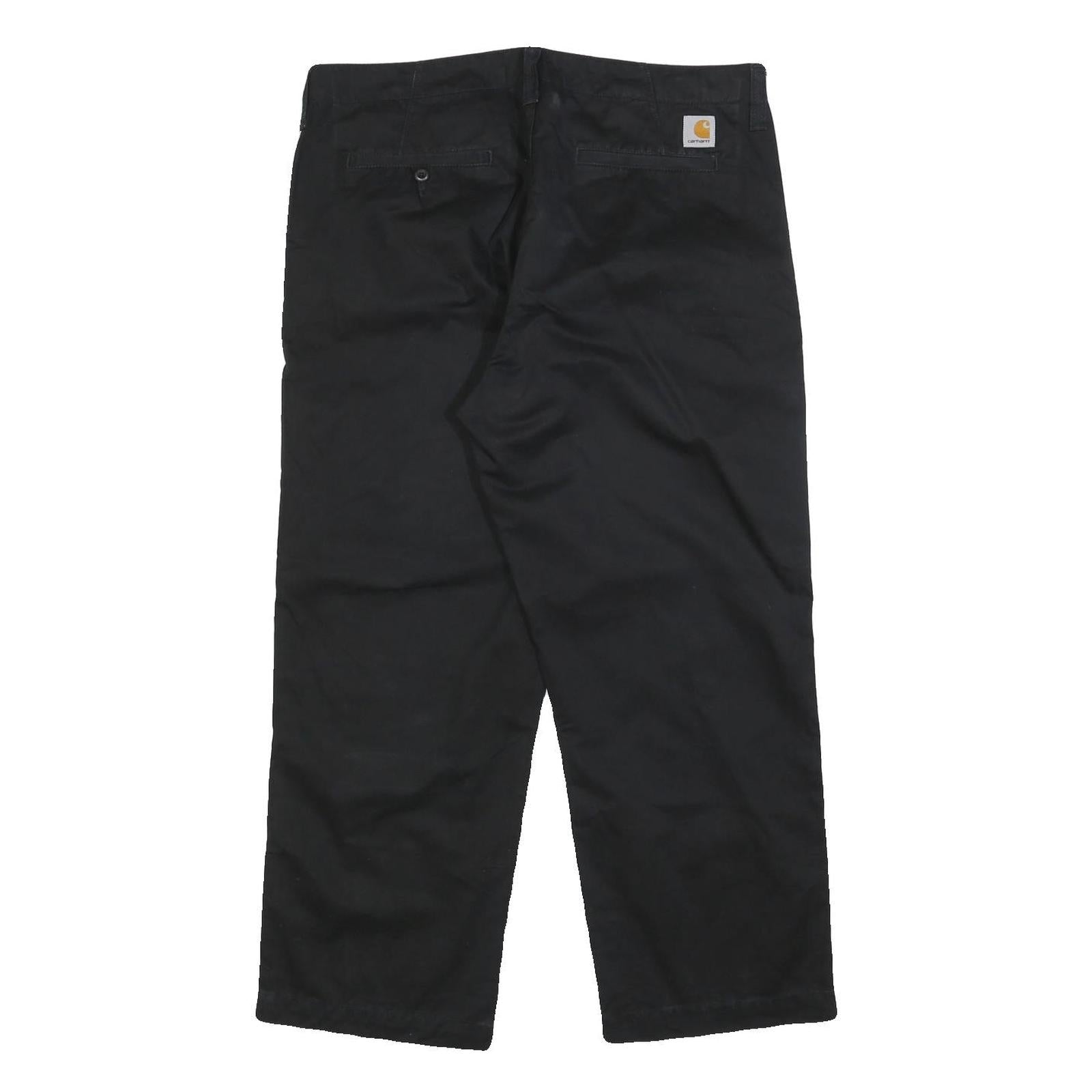CARHARTT WIP Mens Cotton Black Regular Straight Trousers W34 L26 Casual Workwear