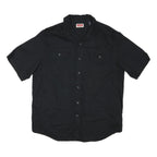 WRANGLER Mens Black Casual Cotton Blend Shirt L Button Front Summer Style