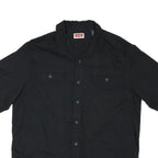 WRANGLER Mens Black Casual Cotton Blend Shirt L Button Front Summer Style