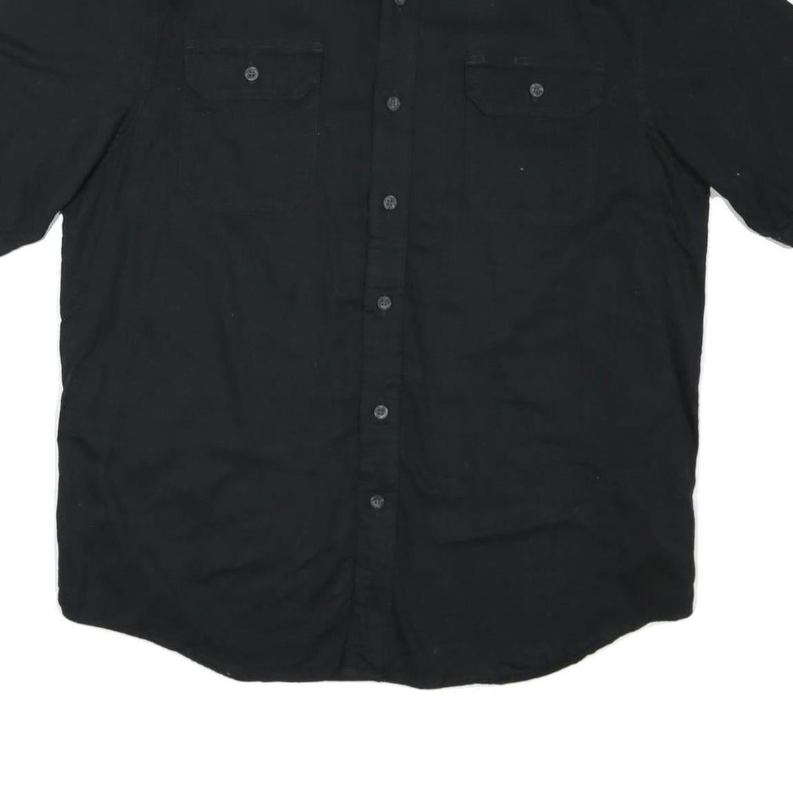 WRANGLER Mens Black Casual Cotton Blend Shirt L Button Front Summer Style