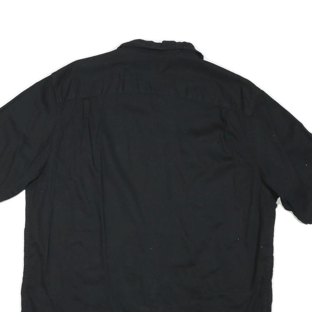 WRANGLER Mens Black Casual Cotton Blend Shirt L Button Front Summer Style