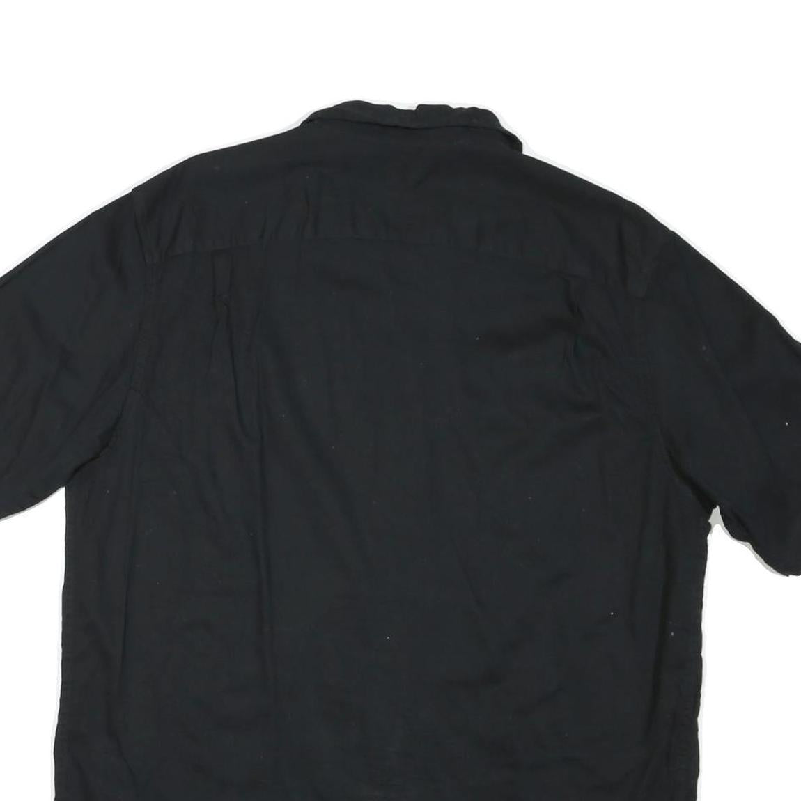 WRANGLER Mens Black Casual Cotton Blend Shirt L Button Front Summer Style