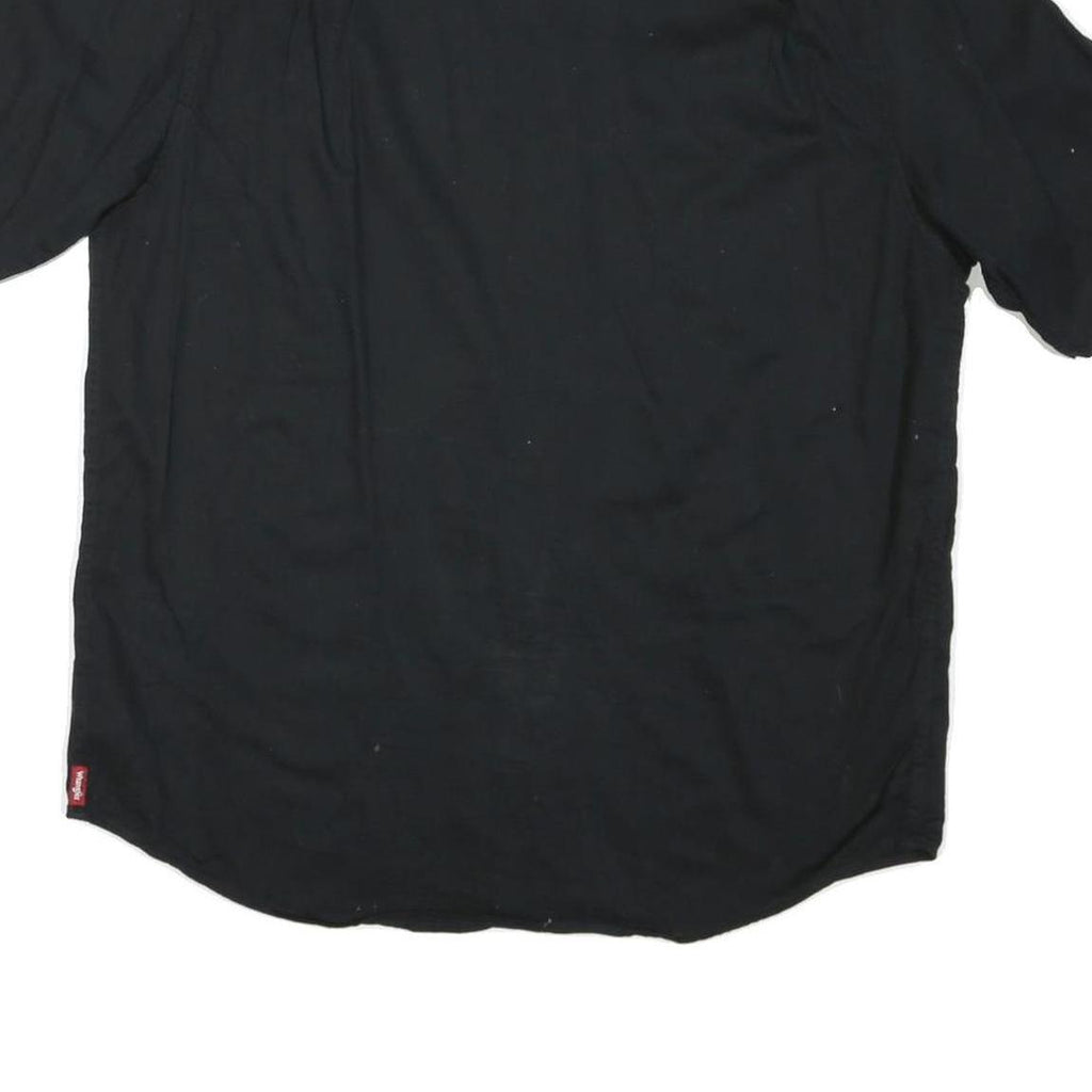 WRANGLER Mens Black Casual Cotton Blend Shirt L Button Front Summer Style
