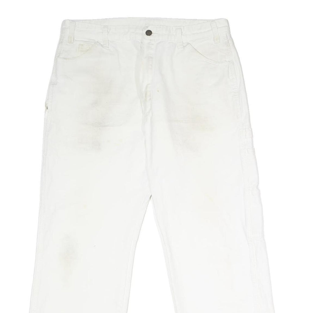 DICKIES Mens White Relaxed Relaxed Straight Denim W36 L29 Workwear Painter Jeans