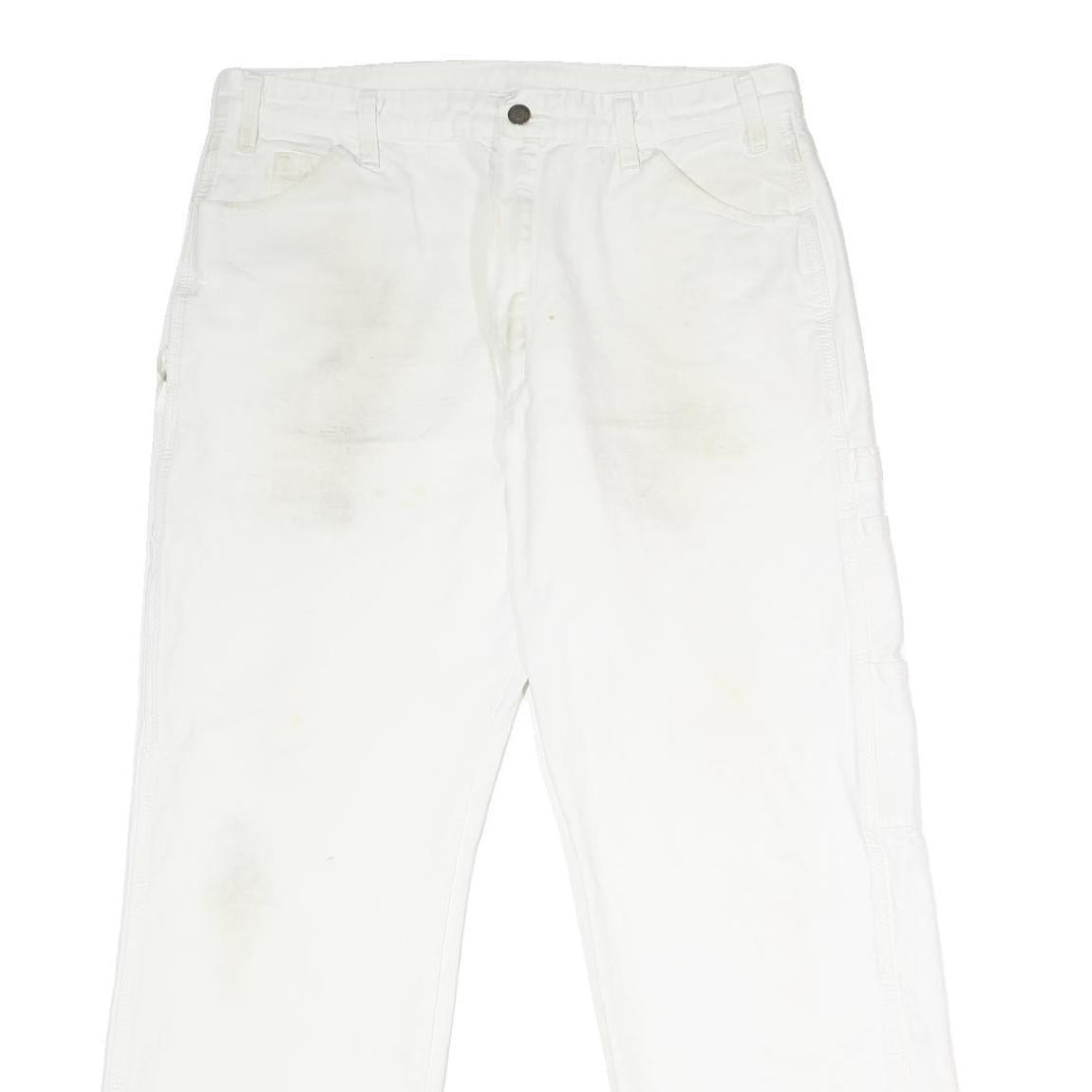 DICKIES Mens White Relaxed Relaxed Straight Denim W36 L29 Workwear Painter Jeans