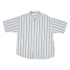 HENNRY GRETHEL Mens Blue & White Striped Shirt XL Cotton Blend Casual Summer